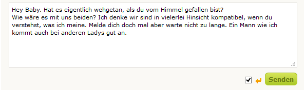 online partnersuche erste nachricht Partnersuche 20 – singlebörsen im test beim online-dating ist es erfolgs-entscheidend das gerade die erste nachricht ins schwarze trifft. online partnersuche erste nachricht Partnersuche 20 – singlebörsen im test beim online-dating ist es erfolgs-entscheidend das gerade die erste nachricht ins schwarze trifft.
